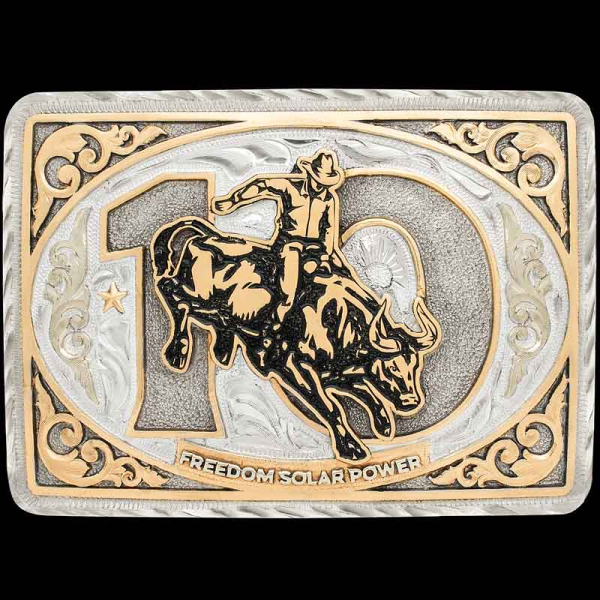 What says cowboy more than a shiny belt buckle! The Eastwood Custom Belt Buckle is a unique silver square buckle. Personalize it now!
